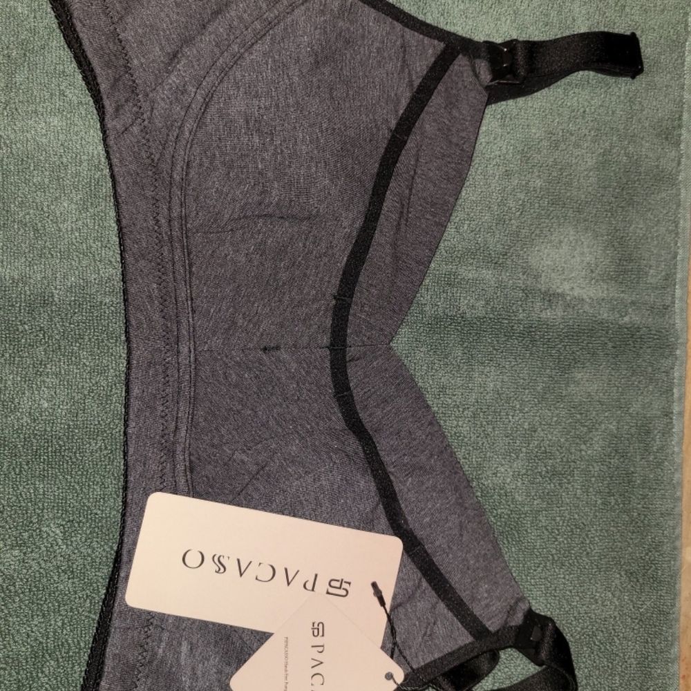 SPACASSO Nursing Gray Bra with Black Trim